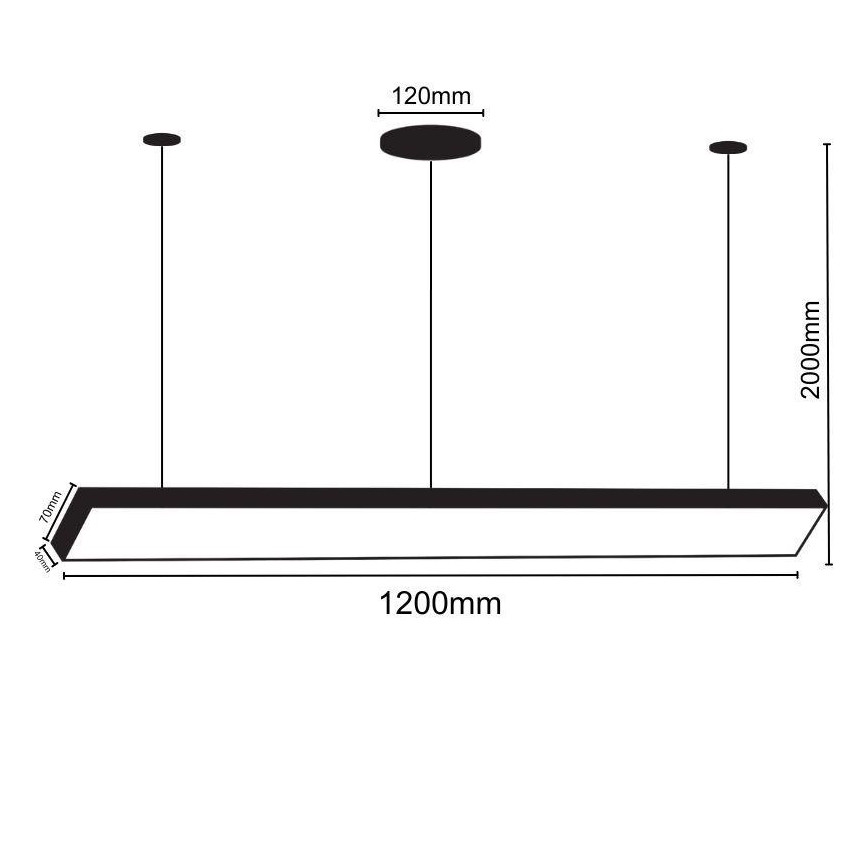 LED-kattokruunu johdossa LED/32W/230V 4000K halkaisija 120 cm musta