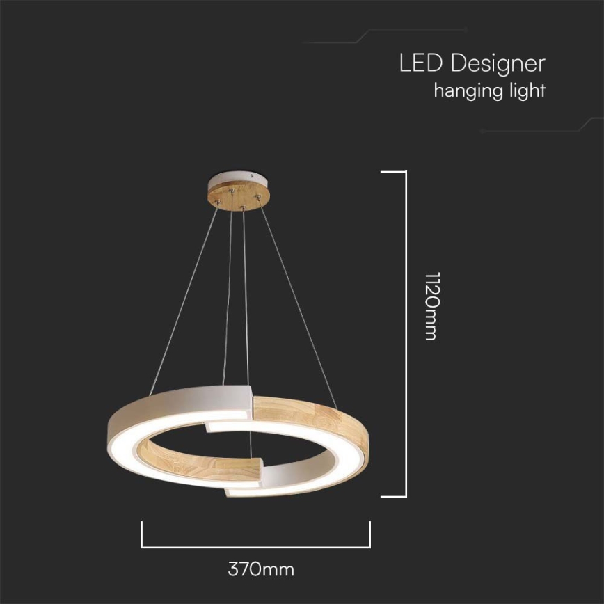 LED-kattokruunu johdossa LED/32W/230V 4000K valkoinen/puu