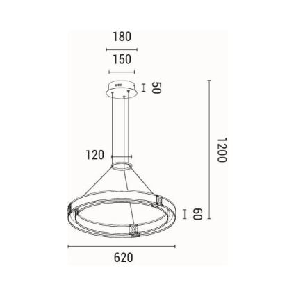 LED-kattokruunu johdossa LED/33W/230V 3000K 62x120 cm