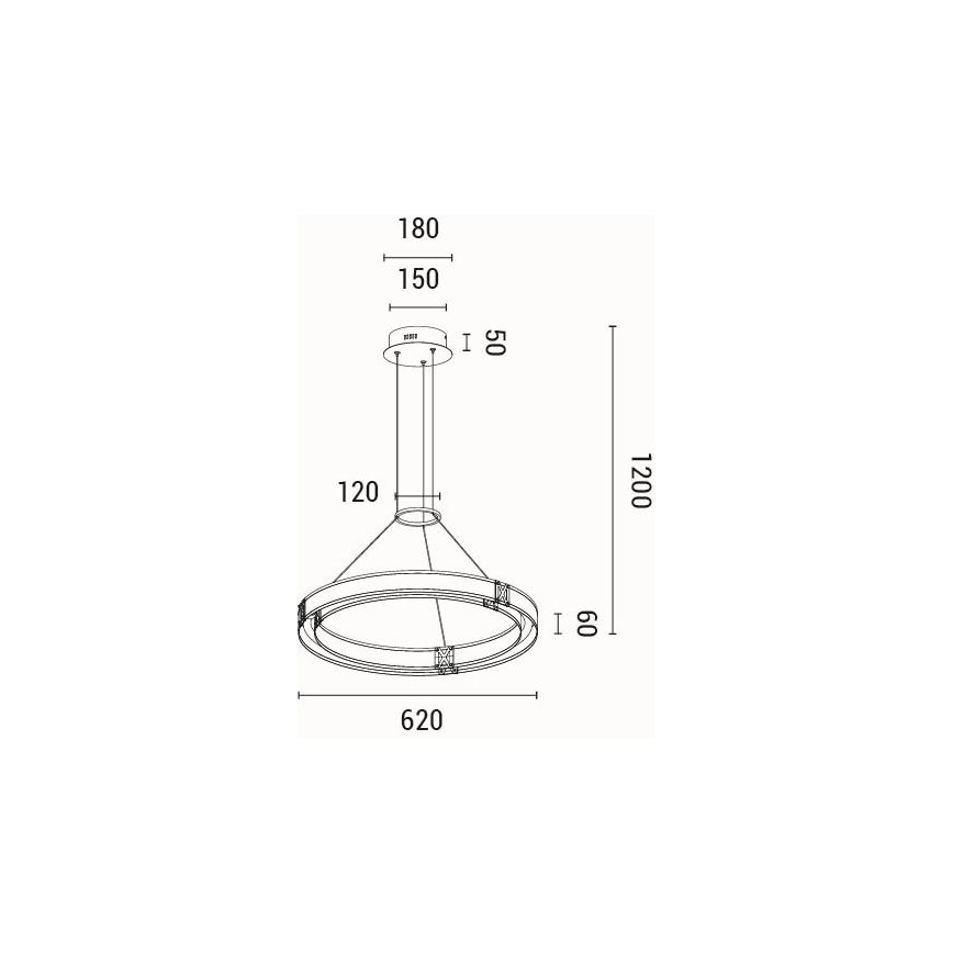 LED-kattokruunu johdossa LED/33W/230V 3000K 62x120 cm
