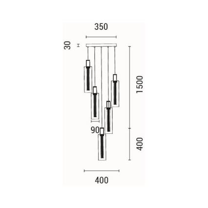 LED-kattokruunu johdossa LED/38W/230V 3000K