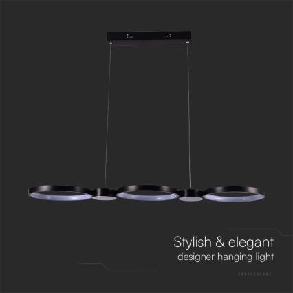 LED-kattokruunu johdossa LED/38W/230V 3000K musta