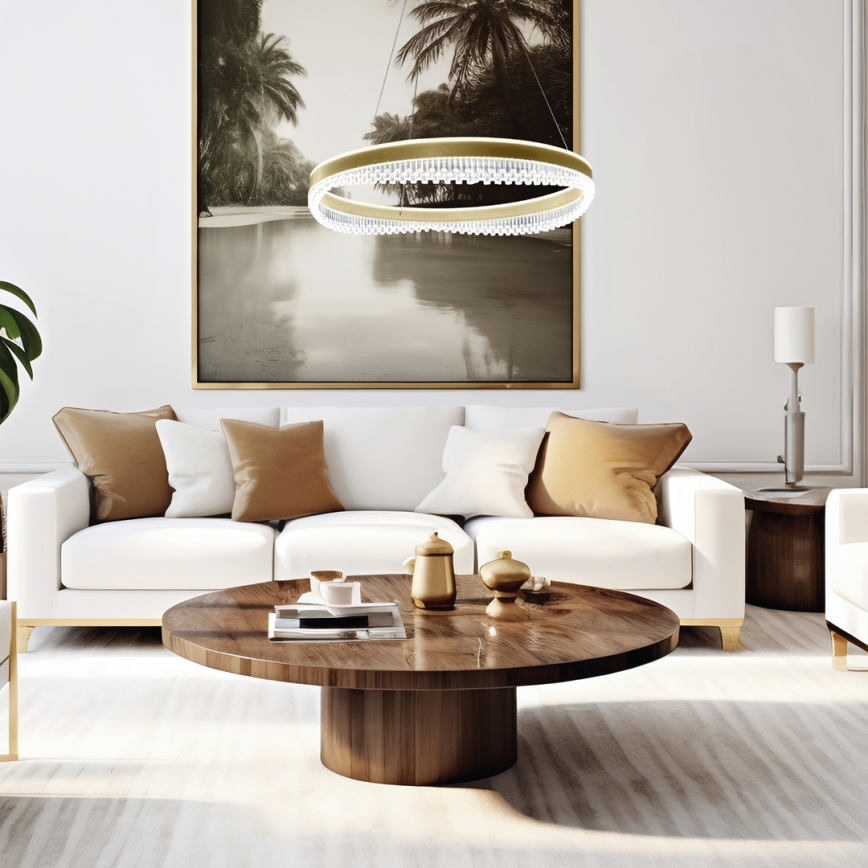 LED-kattokruunu johdossa LED/52W/230V halkaisija 60 cm kulta