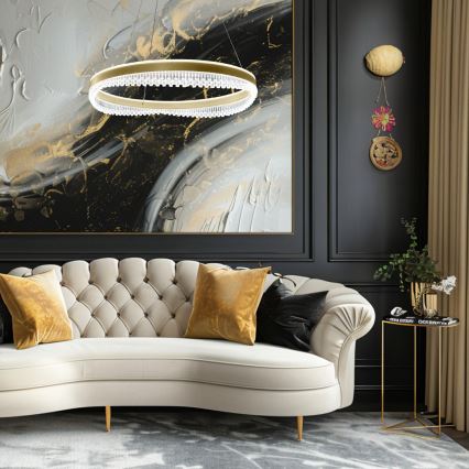 LED-kattokruunu johdossa LED/52W/230V halkaisija 60 cm kulta