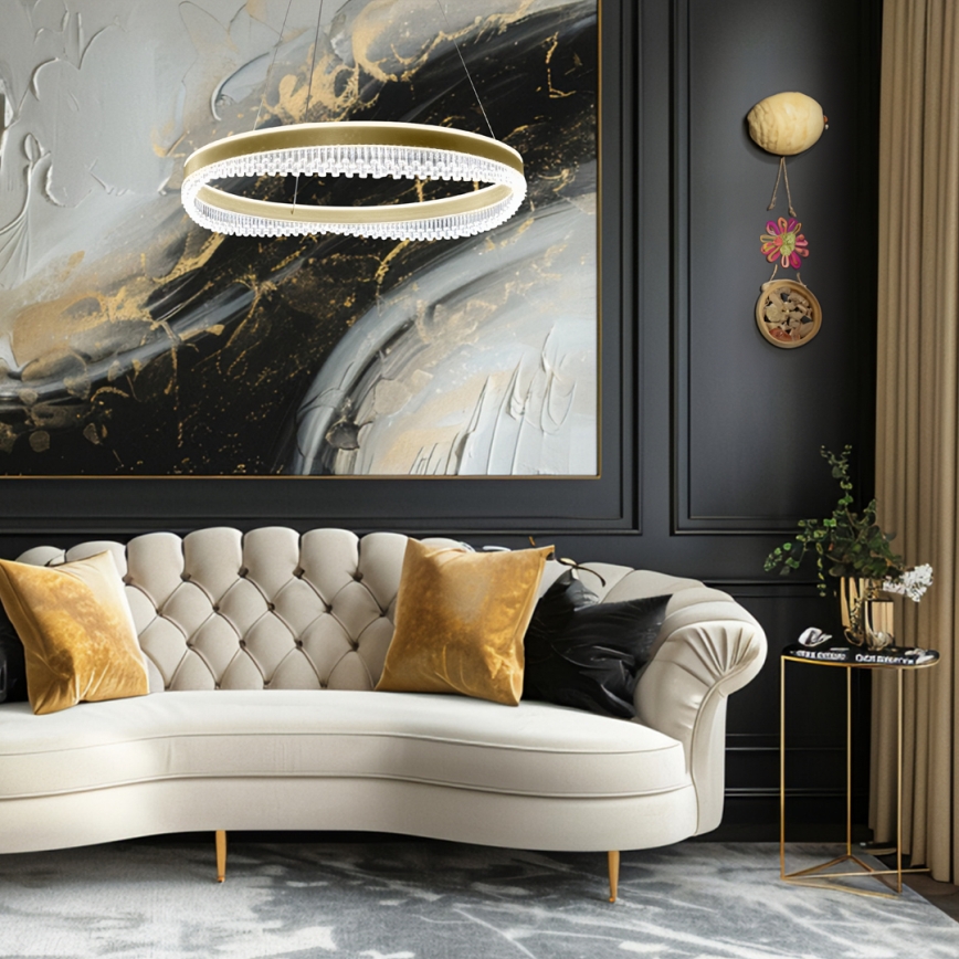 LED-kattokruunu johdossa LED/52W/230V halkaisija 60 cm kulta