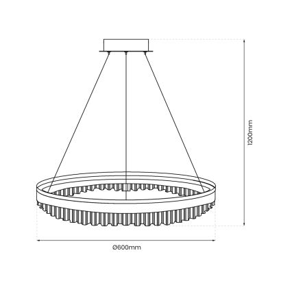 LED-kattokruunu johdossa LED/52W/230V halkaisija 60 cm kulta