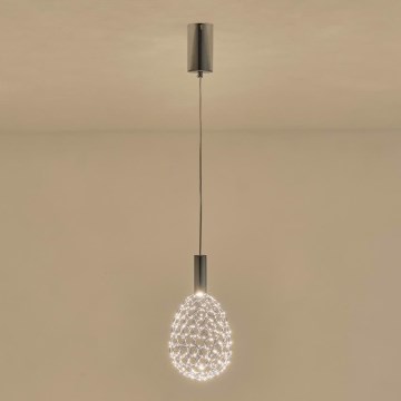 LED-kattokruunu johdossa LED/6,3W/230V 3000K kiiltävä kromi halkaisija 14 cm