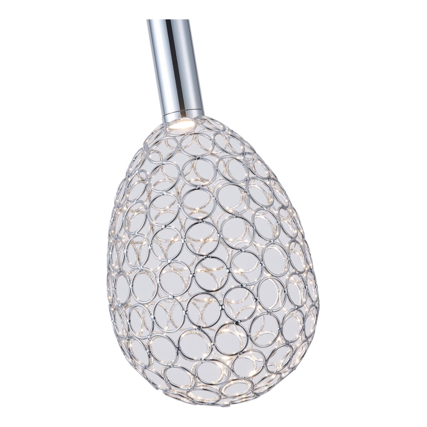 LED-kattokruunu johdossa LED/6,3W/230V 3000K kiiltävä kromi halkaisija 14 cm