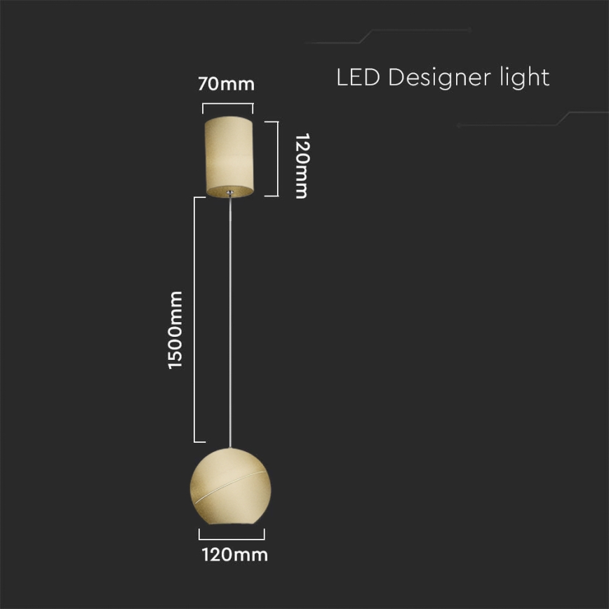 LED-kattokruunu johdossa LED/8,5W/230V 3000K kulta