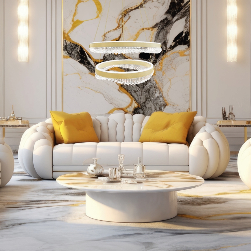 LED-kattokruunu johdossa LED/85W/230V halkaisija 60 cm kulta