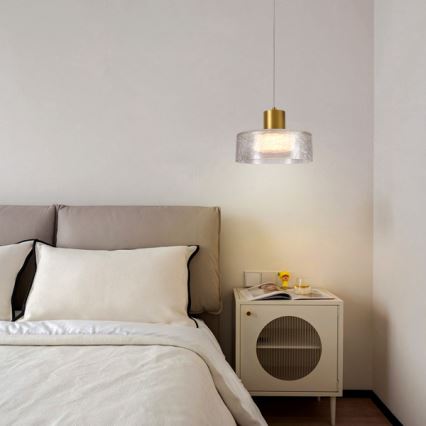 LED-kattokruunu johdossa LED/8W/230V 3000K kulta/läpinäkyvä pr. 20 cm