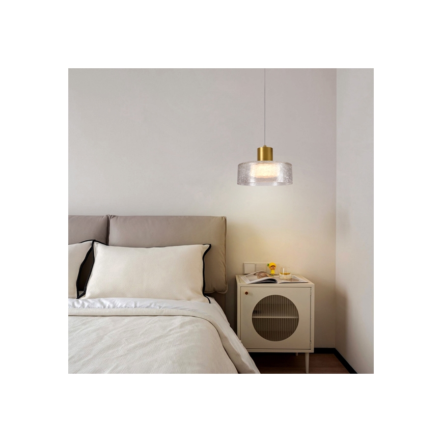 LED-kattokruunu johdossa LED/8W/230V 3000K kulta/läpinäkyvä pr. 20 cm