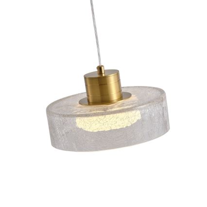 LED-kattokruunu johdossa LED/8W/230V 3000K kulta/läpinäkyvä pr. 20 cm