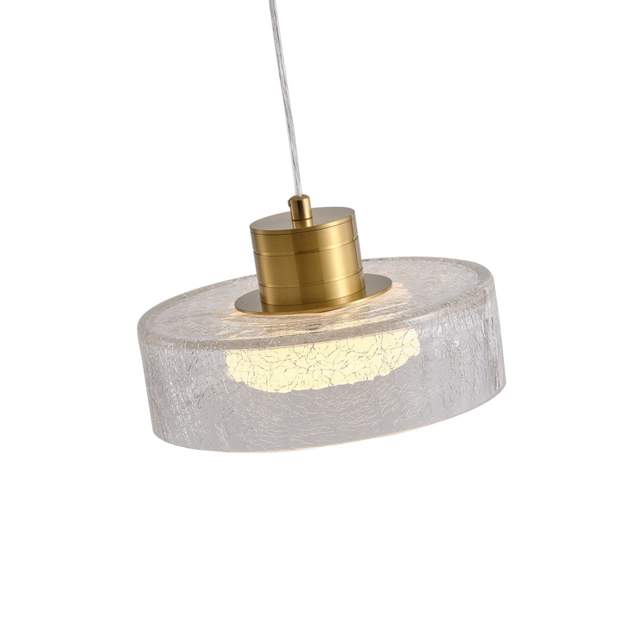 LED-kattokruunu johdossa LED/8W/230V 3000K kulta/läpinäkyvä pr. 20 cm