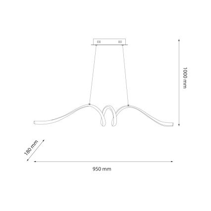 LED-kattokruunu johdossa LOOP LED/28W/230V musta