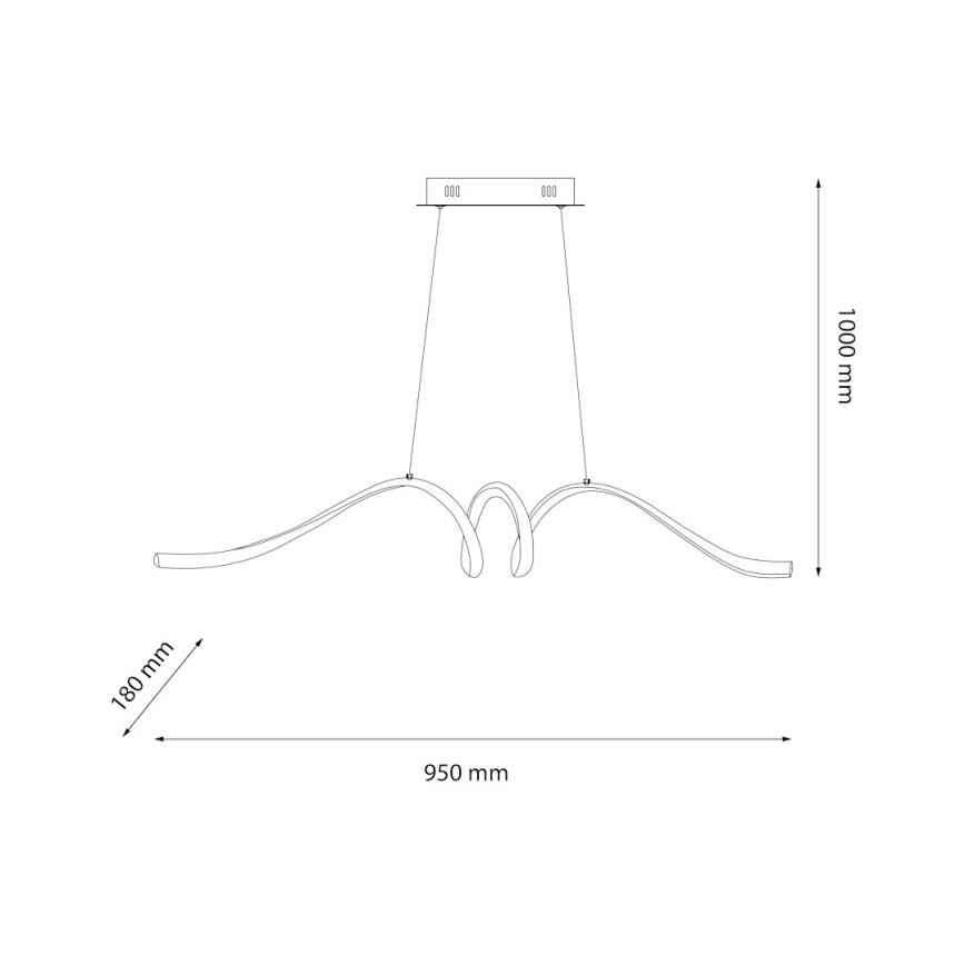 LED-kattokruunu johdossa LOOP LED/28W/230V musta