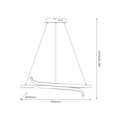 LED-kattokruunu johdossa LORENZO LED/35W/230V musta