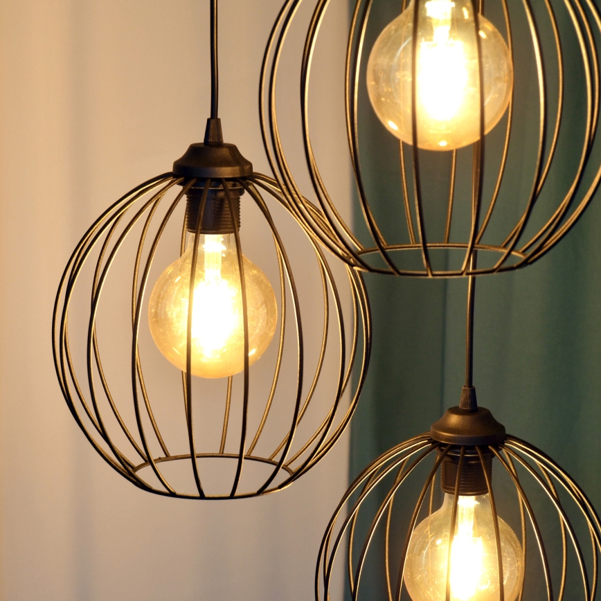 LED-kattokruunu johdossa MERCURE 3xE27/15W/230V ø 50 cm musta