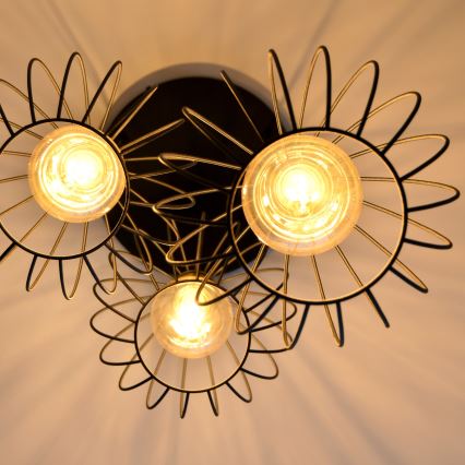 LED-kattokruunu johdossa MERCURE 3xE27/15W/230V ø 50 cm musta