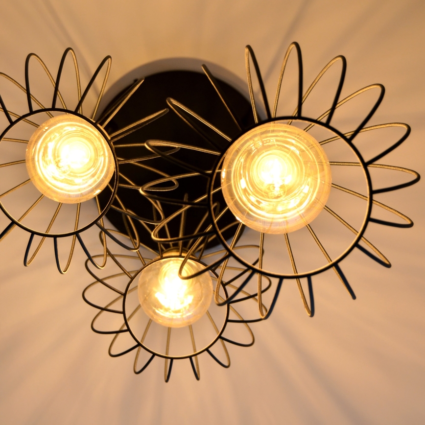 LED-kattokruunu johdossa MERCURE 3xE27/15W/230V ø 50 cm musta