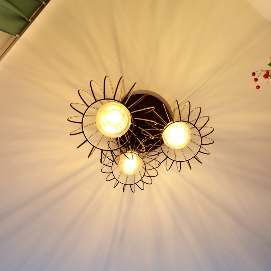 LED-kattokruunu johdossa MERCURE 3xE27/15W/230V ø 50 cm musta