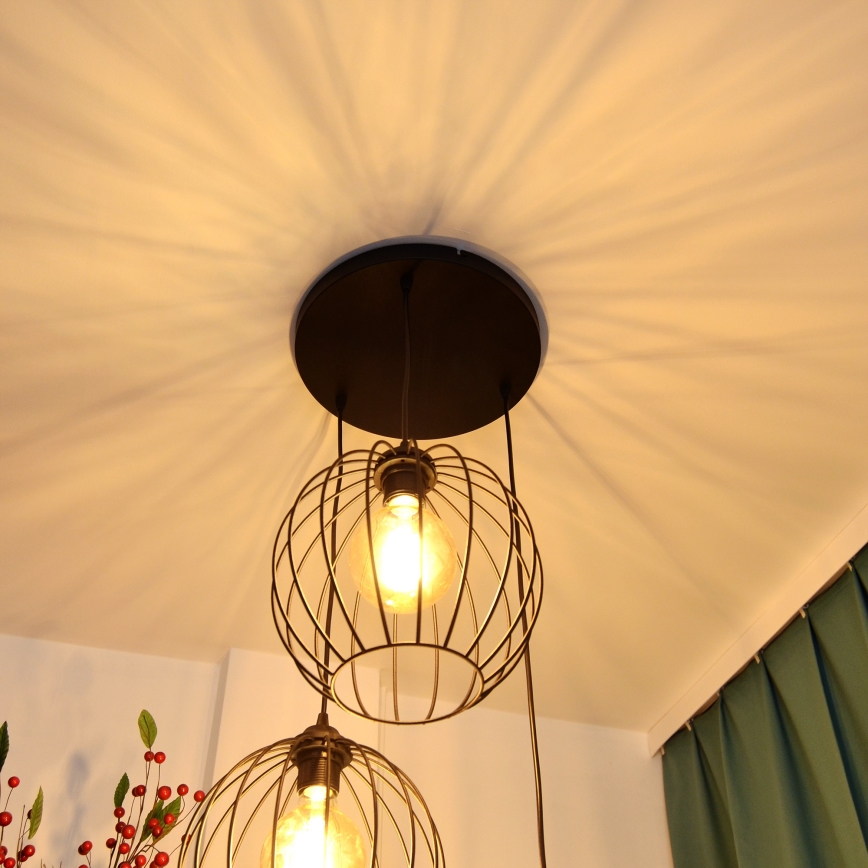 LED-kattokruunu johdossa MERCURE 3xE27/15W/230V ø 50 cm musta