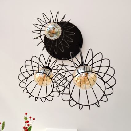 LED-kattokruunu johdossa MERCURE 3xE27/15W/230V ø 50 cm musta