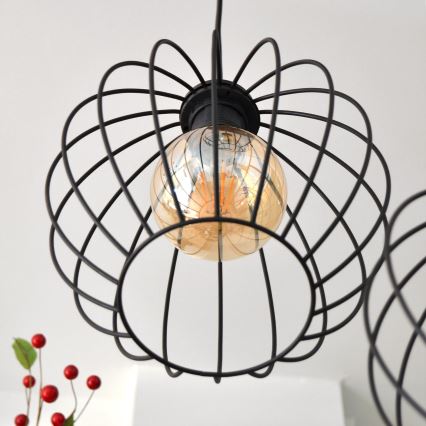 LED-kattokruunu johdossa MERCURE 3xE27/15W/230V ø 50 cm musta