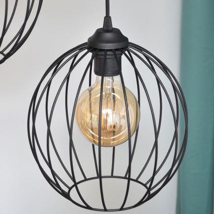 LED-kattokruunu johdossa MERCURE 3xE27/15W/230V ø 50 cm musta