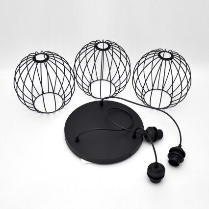 LED-kattokruunu johdossa MERCURE 3xE27/15W/230V ø 50 cm musta