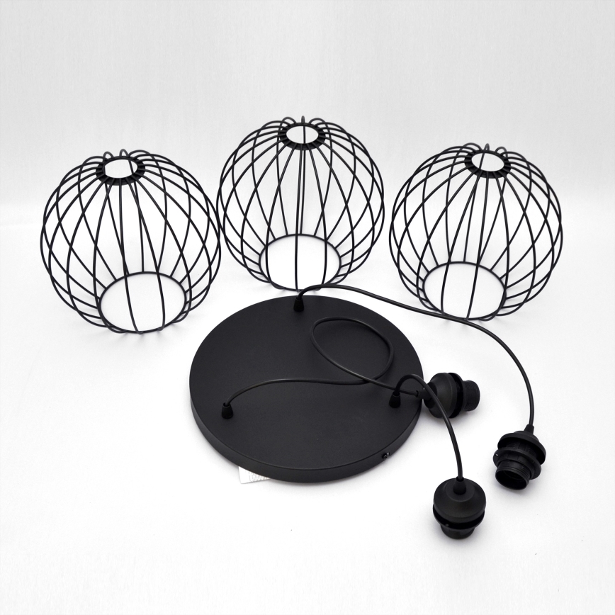 LED-kattokruunu johdossa MERCURE 3xE27/15W/230V ø 50 cm musta