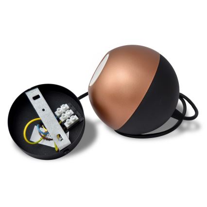 LED-kattokruunu johdossa MIDWAY 1xGU10/4,8W/230V musta/kupari