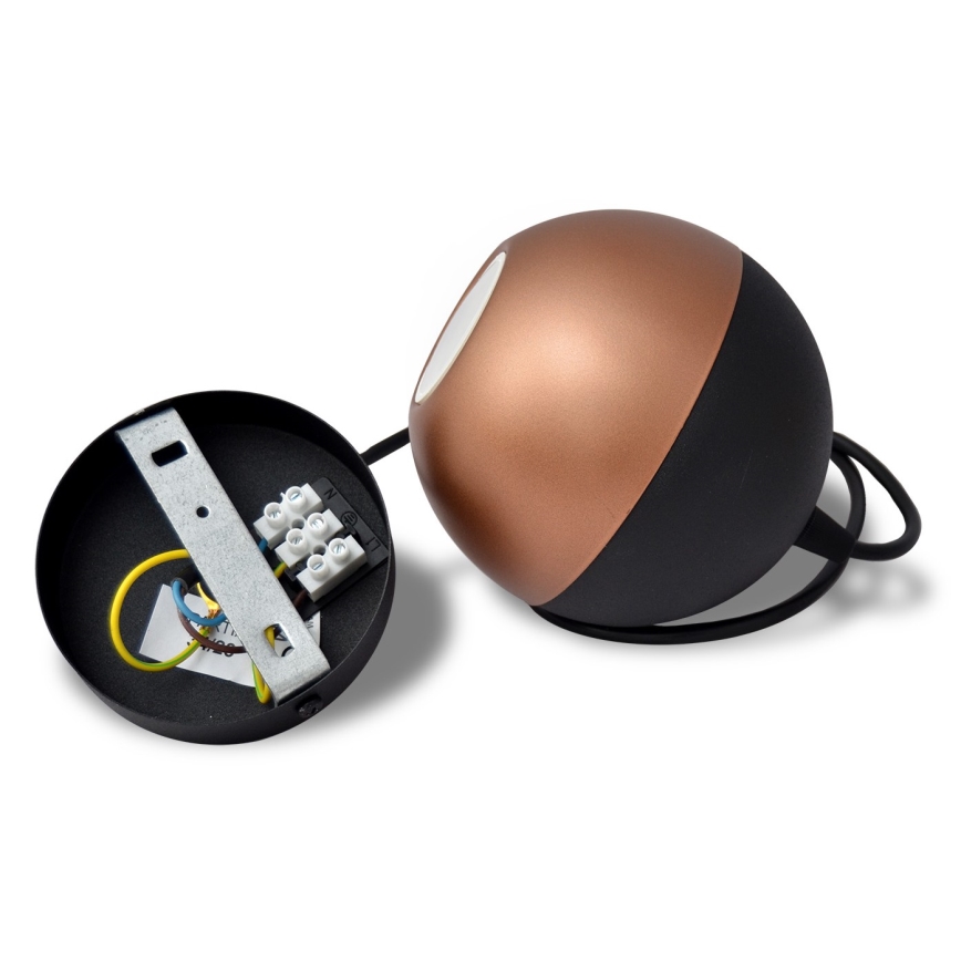 LED-kattokruunu johdossa MIDWAY 1xGU10/4,8W/230V musta/kupari