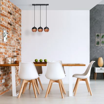 LED-kattokruunu johdossa MIDWAY 3xGU10/4,8W/230V musta/kupari