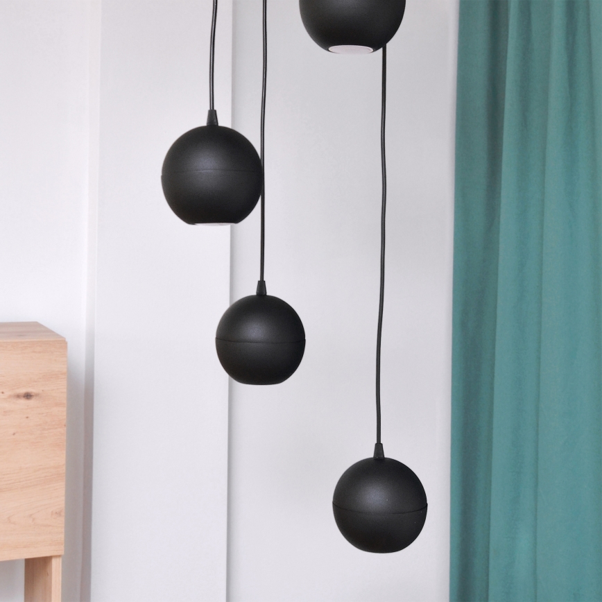 LED-kattokruunu johdossa MIDWAY 4xGU10/4,8W/230V musta