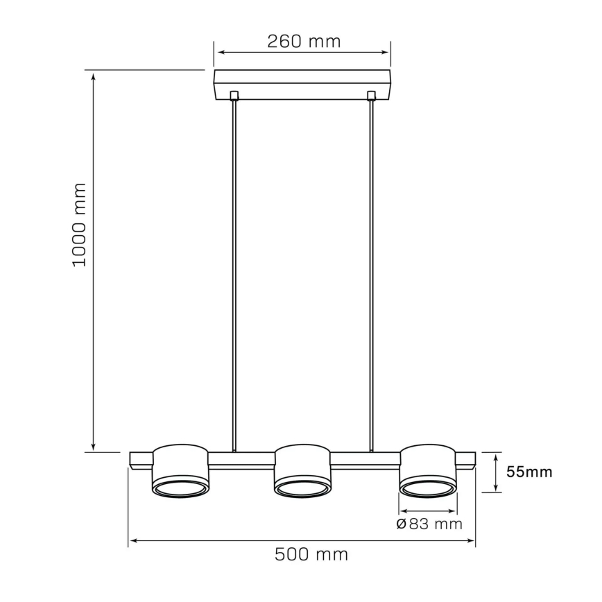 LED-kattokruunu johdossa MIRELLA 3xGX53/6W/230V kulta/musta