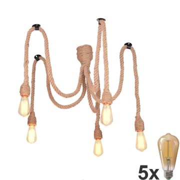 LED-kattokruunu johdossa ROPE CASA 5xE27/10W/230V hämähäkki