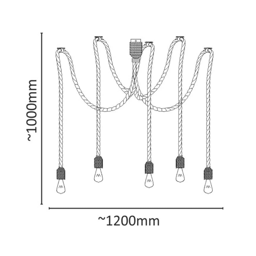 LED-kattokruunu johdossa ROPE CASA 5xE27/10W/230V hämähäkki