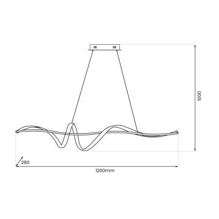 LED-kattokruunu johdossa SASH LED/36W/230V musta