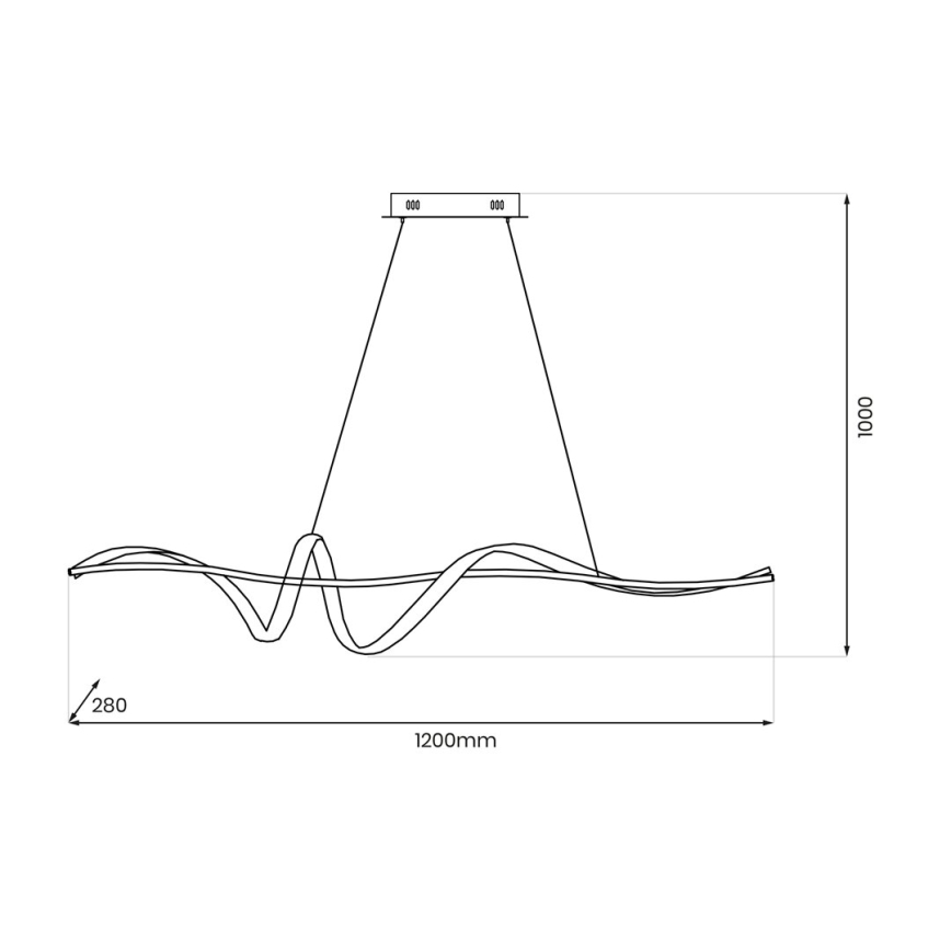 LED-kattokruunu johdossa SASH LED/36W/230V musta
