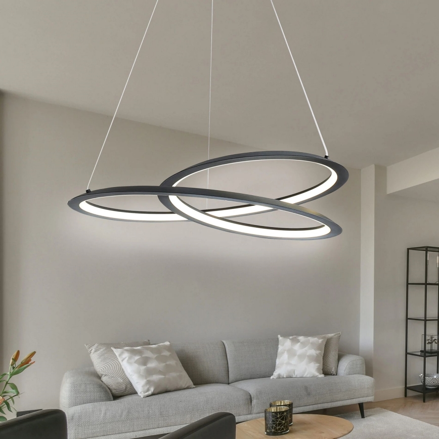 LED-kattokruunu johdossa TANGO LED/44W/230V 4000K halkaisija 60 cm musta