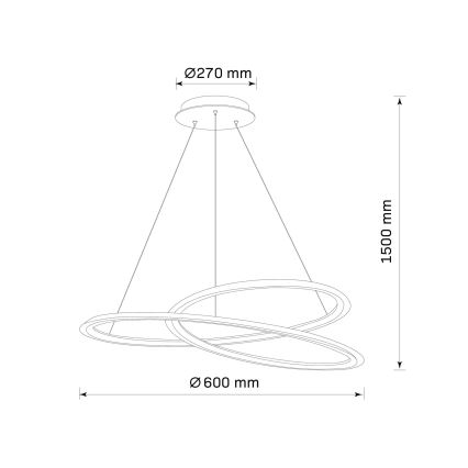 LED-kattokruunu johdossa TANGO LED/44W/230V 4000K halkaisija 60 cm musta