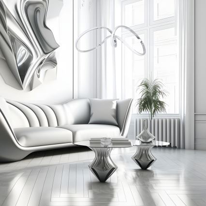 LED-kattokruunu johdossa TESORO LED/48W/230V kiiltävä kromi