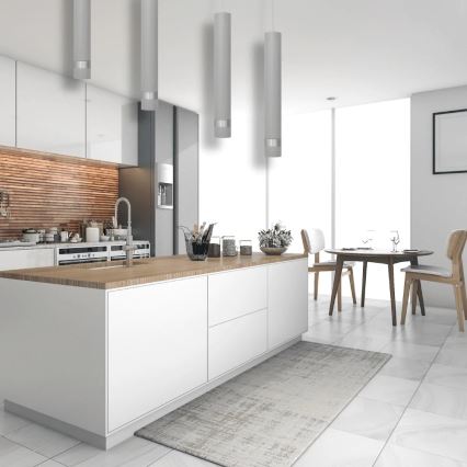 LED-kattokruunu johdossa TUBA 1xGU10/4,8W/230V harmaa/kiiltävä kromi