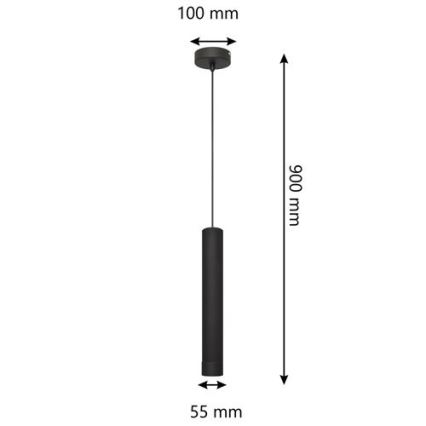 LED-kattokruunu johdossa TUBA 1xGU10/4,8W/230V musta
