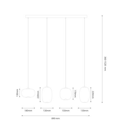 LED-kattokruunu johdossa VASO LED/15W/230V musta/savuinen