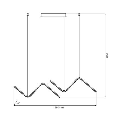 LED-kattokruunu johdossa VERTE 2xLED/11W/230V musta