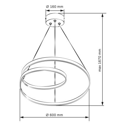 LED-kattokruunu johdossa ZEFIRA LED/52W/230V 4000K halkaisija 60 cm antrasiitti