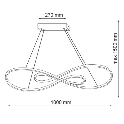 LED-kattokruunu johdossa ZUMBA LED/50W/230V kulta