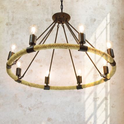 LED Kattokruunu ketjussa ROPE ARTHUR 8xE27/6W/230V